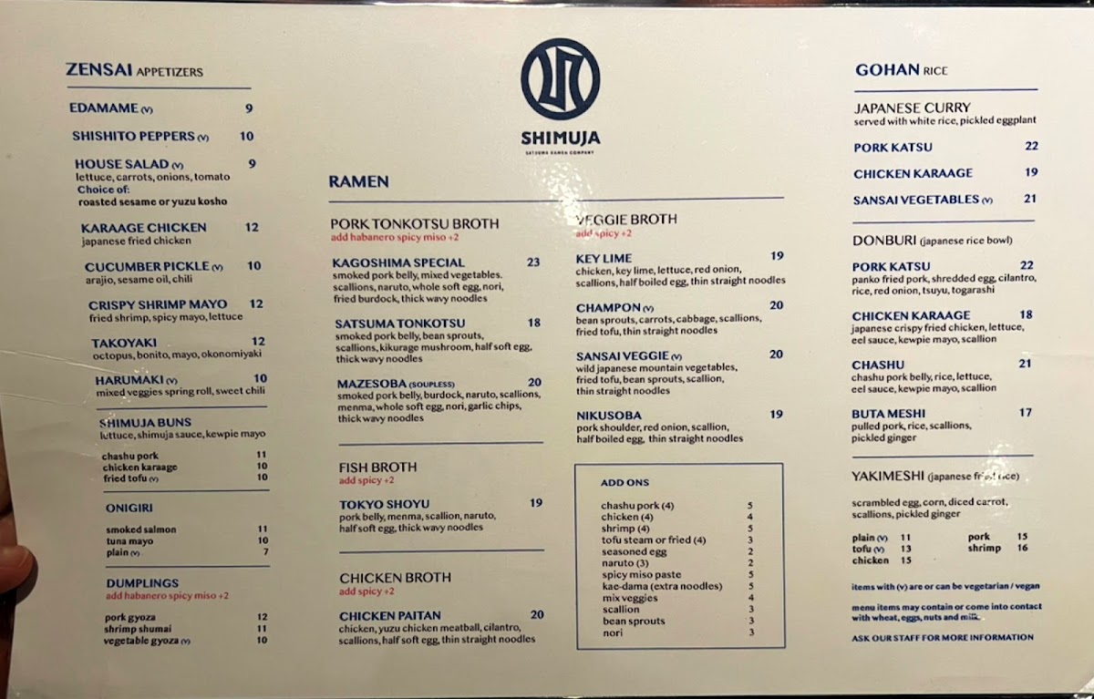 Shimuja Ramen Menu - Image 2